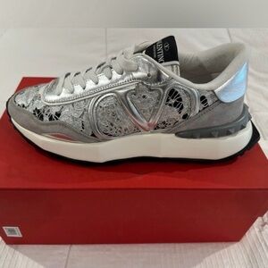 *Mint Condition Valentino Women's Silver Lace Sneakers*